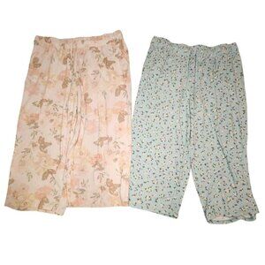 Love Fire Women's Floral Pajama Bottoms Pull On Pants Pockets Size 1X (Lot Of 2)